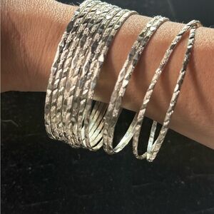 11 Stack Silver Tone Bangle Set